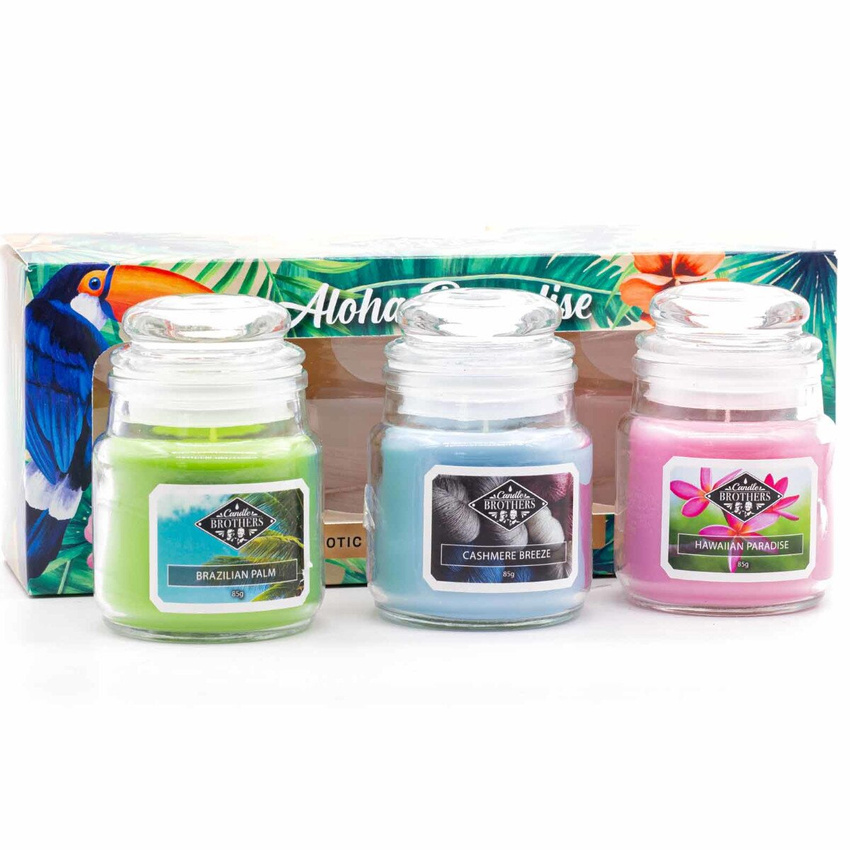 Set kaarsen soja geurkaars drie stukken 85 g Candle Brothers - Aloha Paradise