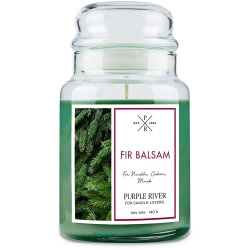 Candela di soia profumata in vetro Purple River 623 g - Fir Balsam