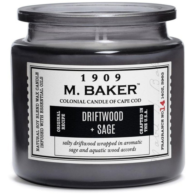 Ароматическая свеча соевая аптечная банка 396 г Colonial Candle M. Baker - Driftwood Sage