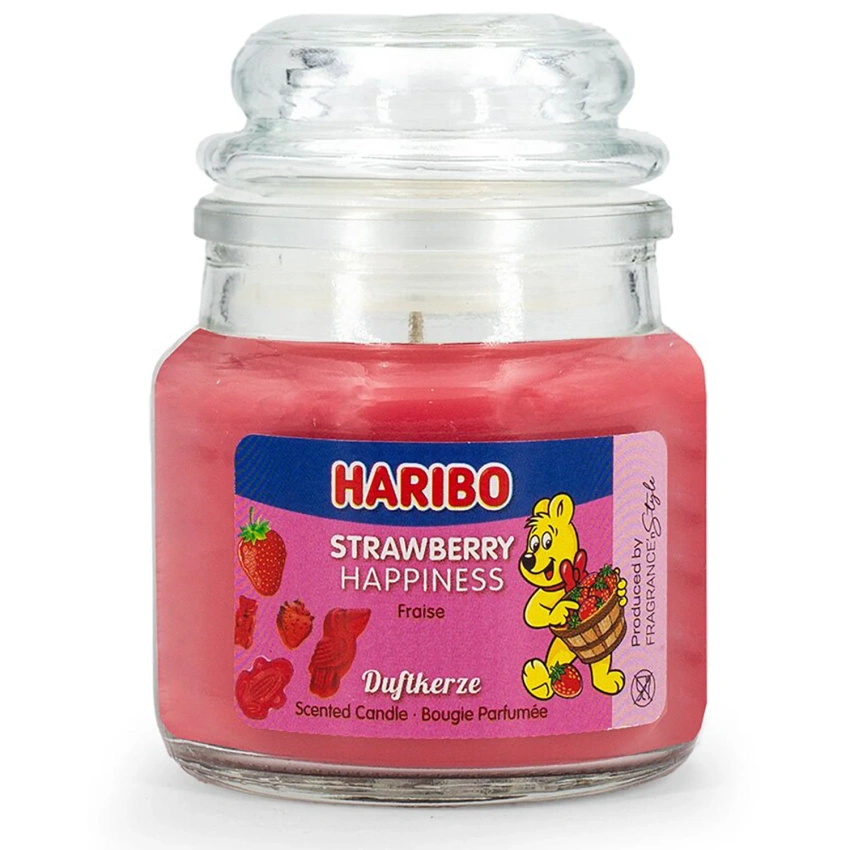 Haribo mała świeca zapachowa w szkle 85 g - Strawberry Happiness