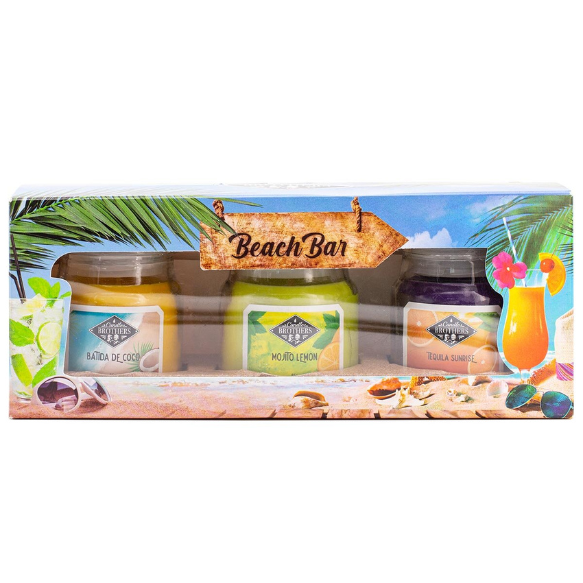 Set kaarsen soja geurkaars drie stukken 85 g Candle Brothers - Beach Bar