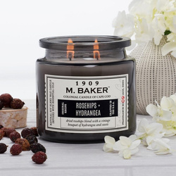 Colonial Candle M Baker large soy scented candle apothecary jar 14 oz 396 g - Rosehips Hydrangea
