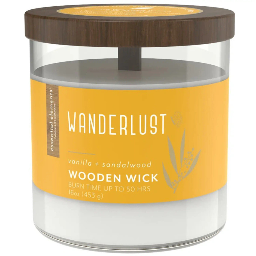 Bougie parfumée soja huiles essentielles Candle-lite Essential Elements 454 g - Wanderlust