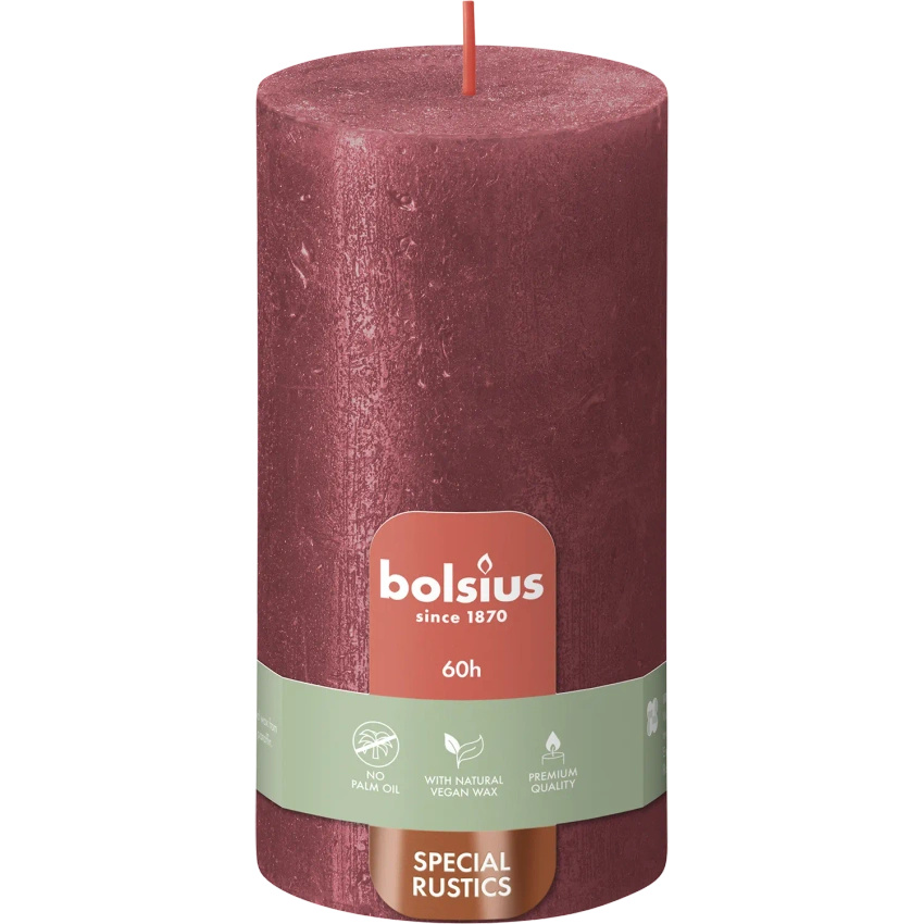 Bolsius Rustic Metalen kofferkaars 130/68 mm - Rood
