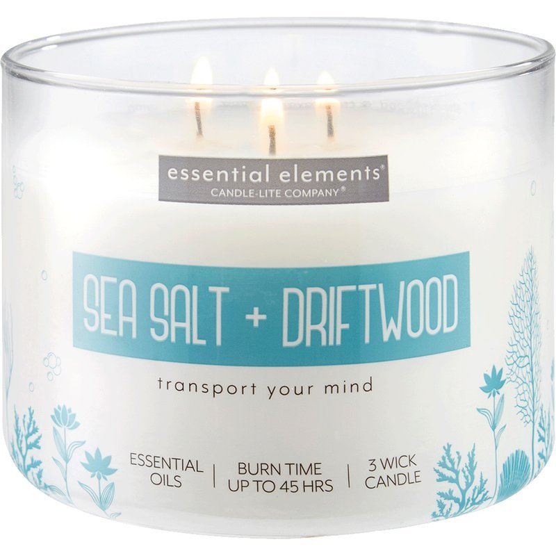 Vela aromática de soja con aceites esenciales Candle-lite Essential Elements 418 g - Sea Salt Driftwood