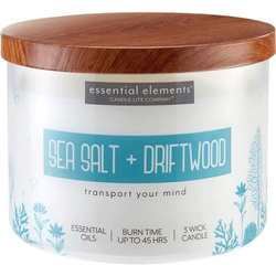 Scented candle soy with essential oils Candle-lite Essential Elements 418 g - Sea Salt Driftwood