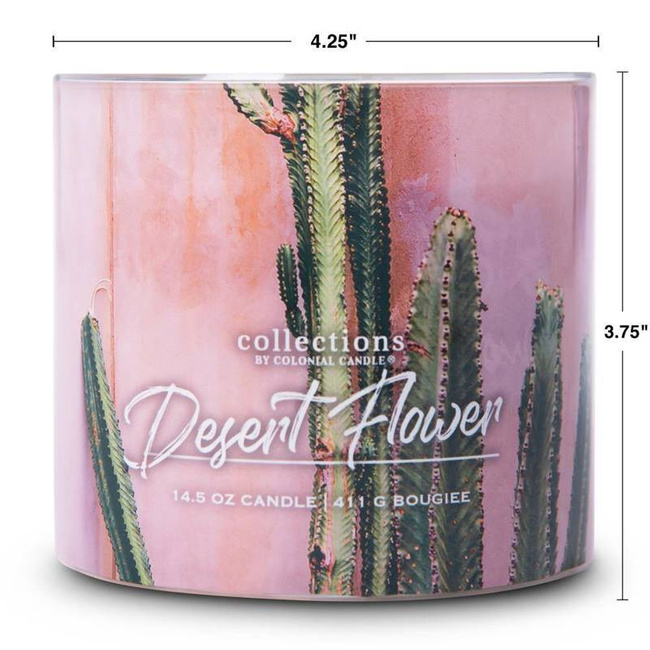 Colonial Candle Desert Collection Candela profumata alla soia in vetro 3 stoppini 14.5 oz 411 g - Desert Flower