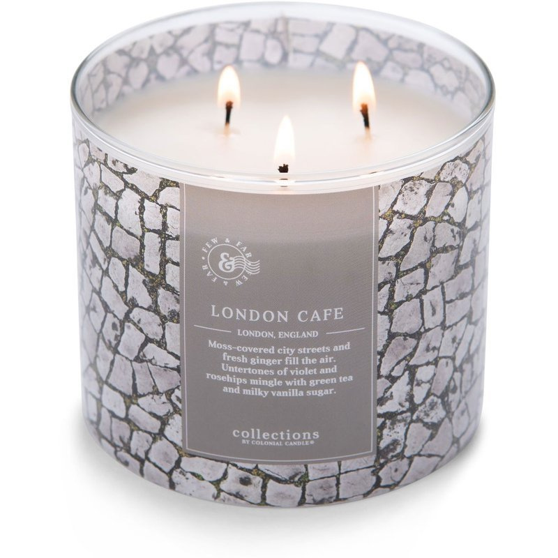 Colonial Candle Travel large soy scented candle 3 wicks 14.5 oz 411 g - London Café