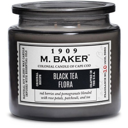 Colonial Candle M Baker grande bougie parfumée au soja pot d'apothicaire 14 oz 396 g - Black Tea Flora