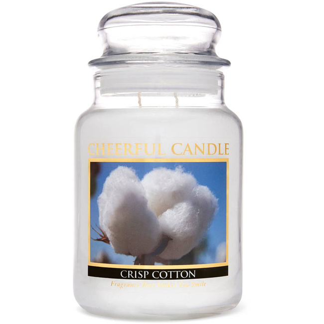 Cheerful Candle vela perfumada grande en tarro de cristal 2 mechas 24 oz 680 g - Crisp Cotton