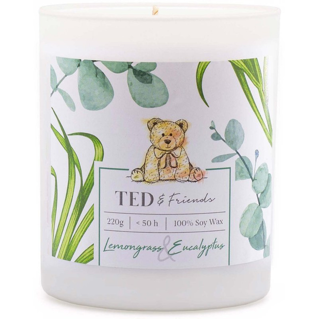 Ароматическая свеча соевая в стакане Ted Friends 220 г - Lemongrass Eucalyptus