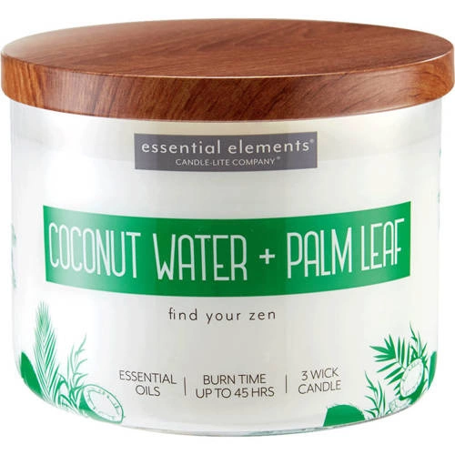 Soja geurkaars met essentiële oliën Candle-lite Essential Elements 418 g - Coconut Water Palm Leaf
