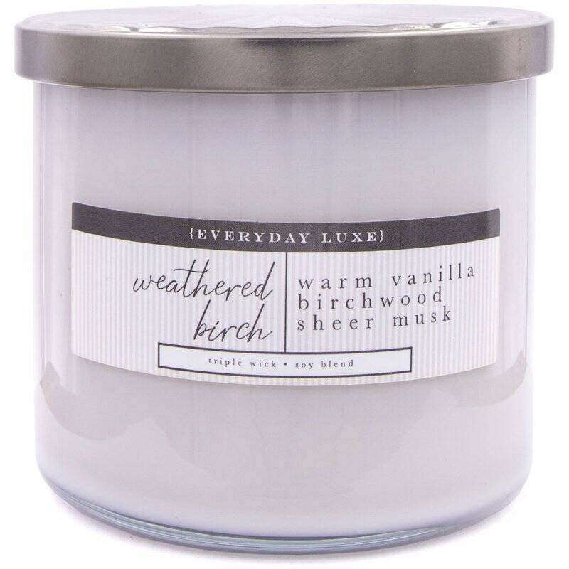 Colonial Candle Luxe large soy scented candle 3 wicks 14.5 oz 411 g - Weathered Birch