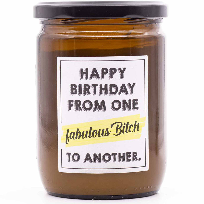 Świeca na prezent sojowa zapachowa Mad Candle 360 g - Happy Birthday From One Fabulous Bitch To Another
